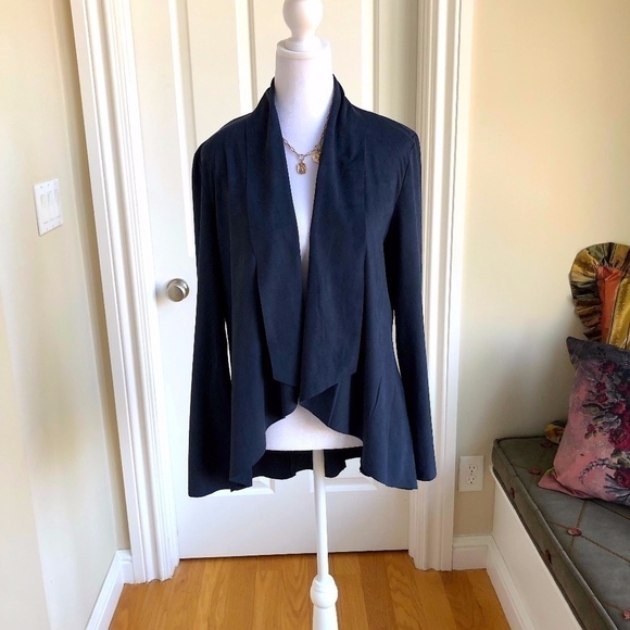 Simply Noelle Jacket Faux Suede Navy Ruffle Front (S/M) - NWT - Picture 1 of 8